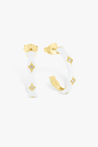 Rhombus White Enamel Earrings