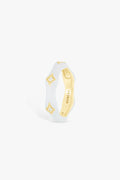 Rhombus White Enamel Ring